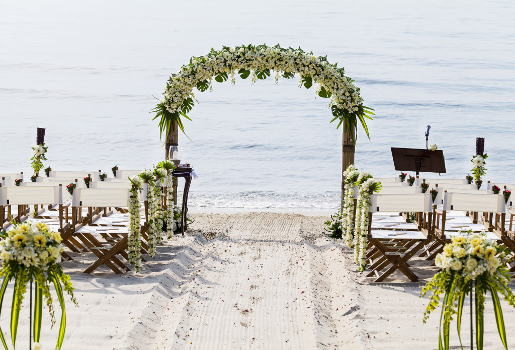 Wedding on the beach .